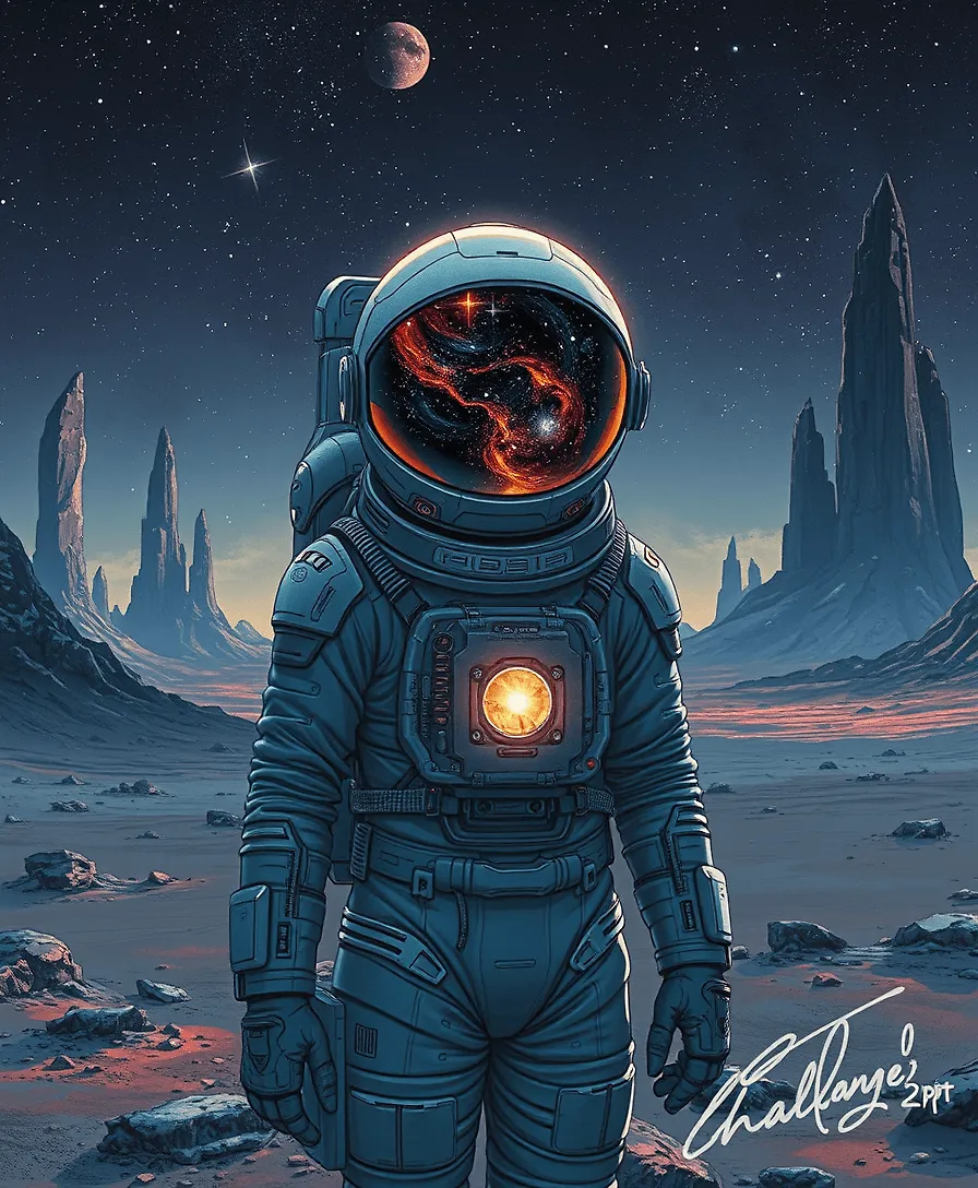 Enigmatic Astronaut Sci-Fi Portrait | Alien Planet Galaxy Showcase