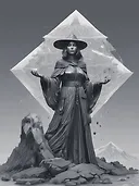 Steel Gray Jacket on Mountain of Crystals: Claude Monet Inspired Maya Model in HD