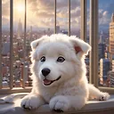 Charming Anime-style White Tatra Shepherd Dog in a Lively 3D Scene