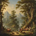Enchanting Woodland Animals' Picnic by the Tranquil Lake
