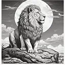 Majestic Lion King Illustration in Black & White