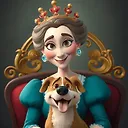 Royal Queen and Dog Portrait | Pixar-style Illustration for Fulgent AI