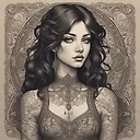 Exquisite Dark Fantasy Illustration with Melancholic Young Woman