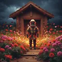 Creative Image Generation with Courageous Firefighter and Expressive Children's Drawing in Cinema4D