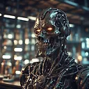 Dark Fantasy Sci-Fi Cyberpunk Portrait | War Cyborg Robot in Devil Armor | Detailed Digital Art