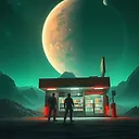 Fulgent AI: Elysium-inspired Sci-Fi Action Scene in Lunar City