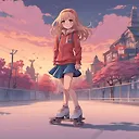 Stunning Japanese Anime Art: Skating Girl Aestheticism