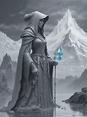 Steel Gray Jacket on Mountain of Crystals: Claude Monet Inspired Maya Model in HD