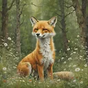 Exquisite Oil Painting of Cute Fox in Enchanted Forest Meadow | Fulgent AI