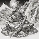 Fulgent AI: Katsushika Hokusai's Detailed & Intricate Surrealist 3D Sculpt Environment Design