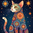 Colorful Mandala Cat Art in Cosmic Universe | Fulgent AI