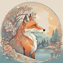 Enchanting Fox Silhouette by Alphonse Mucha