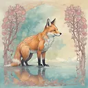 Enchanting Fox Silhouette by Alphonse Mucha