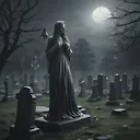 Mysterious Banshee Haunting Graveyard: Ethereal & Haunting Imagery