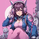 Create Stunning Mecha Pilot & D.Va Inspired Images with Headphones, Pink Eyes, Cat Face, & Blue Tights