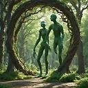 Futuristic Pixar Style Tree Statue in Green Surroundings - 3D Render by Fulgent AI