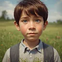 Captivating Google Pixar Style Portrait of a Boy Playing in a Field