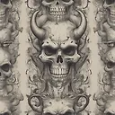 A skullish devil looking structure, background faded, ultro high quality