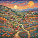 Enchanting Village amidst Rolling Hills | Fantasy Concept Art