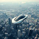 Futuristic Flying Car: Marvel of Future Engineering Soaring Above Cityscape
