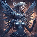 beautiful woman fairy, threads, thorned armor, going ahead, sign of the zodiac, Dark shadows, by Rossdraws, 3D Render, Unreal Engine, Canon50, Papercutting, Cold Color Palette, Line Art, Surprised, Ink, Mural