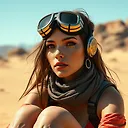 Hyper-Realistic Cyberpunk Desert Portrait: 4K Female Character in Metallic Goggles | Fulgent AI