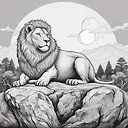 Majestic Lion King Illustration in Black & White