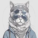 Anime Style Meditative Cat Illustration with Bandana and John Lennon Sunglasses | Fulgent AI
