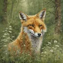 Exquisite Oil Painting of Cute Fox in Enchanted Forest Meadow | Fulgent AI