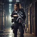 Dynamic Special Operations Girl in Action: Cinematic Warehouse Shootout