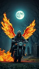 Ghost Rider: Haunting 5D 8K Photo in Fiery Graveyard