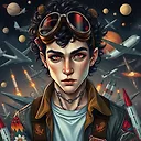 Creative AI-Generated Character Design: Vampire Man with Curly Hair and Aviator Goggles
