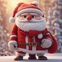 Delightful 4K Cartoon Santa Claus Poster with Whimsical Pixar-Inspired Design