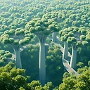 Cutting-Edge 4K Tree Infrastructure: Futuristic Green Surroundings