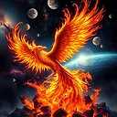 Fiery Phoenix Rebirth in Cosmic Splendor | Fulgent AI