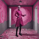 slayer, Magenta top, whirlwind boots, Holding with hands grasping an object, Black hole, Mid-afternoon, by Edvard Munch, Corona Render, Maya Model, Studio Lighting, Papercutting, Cold Color Palette, Detailed and Intricate, Embarrassed, Oil Paint, Baroque