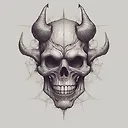 A skullish devil looking structure, background faded, ultro high quality