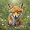 Enchanting 3D Pixar Style Fox in Forest Meadow Artwork