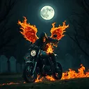Ghost Rider: Haunting 8K Image in a Fiery Graveyard
