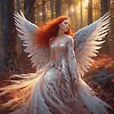 Gorgeous Angelic Creature with Iridescent Wings in Enchanting Forest