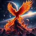 Fiery Phoenix Rising: Cosmic Rebirth in Vibrant Colors