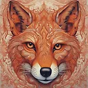 Fiery Fox Portrait: Captivating Red and Orange Artwork
