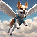 Fulgent AI: Stunning 3D Anime Image of Flying Dog