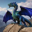 Majestic Mountain Dragon with Blue Metallic Scales