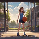 Anime Girl Playing Basketball in 4K: Detailed & Full Body Character Portrait