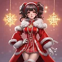 Stunning 3D Anime Illustration: Arcy's Santa Girl in a Festive Urban Landscape