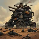 Steampunk Monstrous War Machine Illustration | Dark Fantasy Art