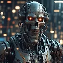 Dark Fantasy Sci-Fi Cyberpunk Portrait | War Cyborg Robot in Devil Armor | Detailed Digital Art