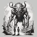 Artistic Horror: Demon Roaming Young Boy - Fulgent AI