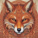 Fiery Fox Portrait: Captivating Red and Orange Artwork